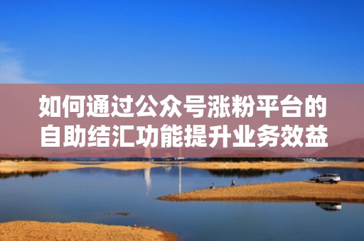 如何通过公众号涨粉平台的自助结汇功能提升业务效益