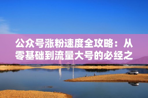 公众号涨粉速度全攻略：从零基础到流量大号的必经之路