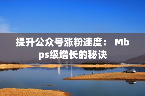 提升公众号涨粉速度： Mbps级增长的秘诀