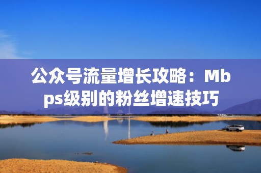 公众号流量增长攻略：Mbps级别的粉丝增速技巧