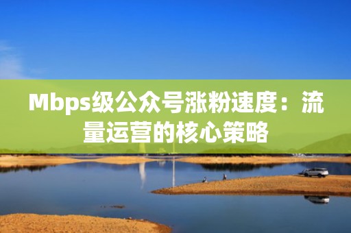 Mbps级公众号涨粉速度：流量运营的核心策略