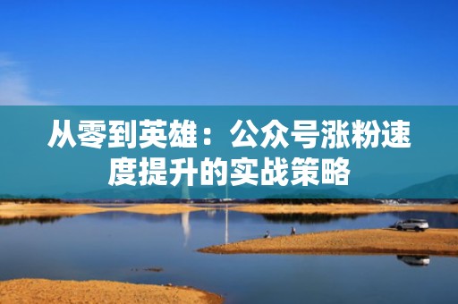 从零到英雄：公众号涨粉速度提升的实战策略