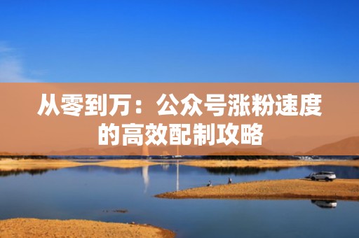 从零到万：公众号涨粉速度的高效配制攻略
