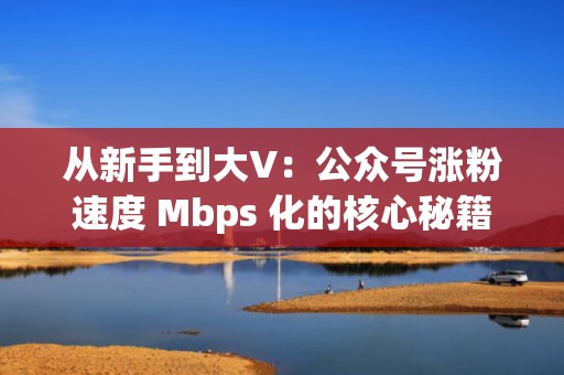 从新手到大V：公众号涨粉速度 Mbps 化的核心秘籍