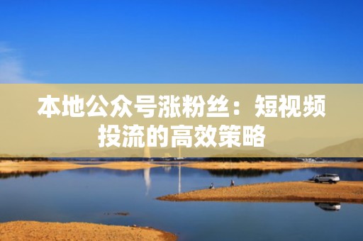 本地公众号涨粉丝：短视频投流的高效策略