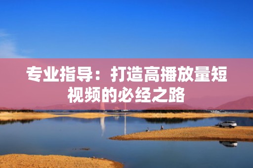 专业指导：打造高播放量短视频的必经之路