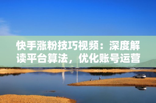 快手涨粉技巧视频：深度解读平台算法，优化账号运营效率