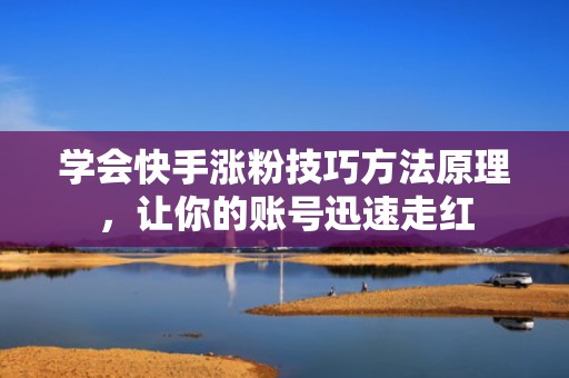 学会快手涨粉技巧方法原理，让你的账号迅速走红