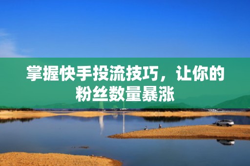 掌握快手投流技巧，让你的粉丝数量暴涨