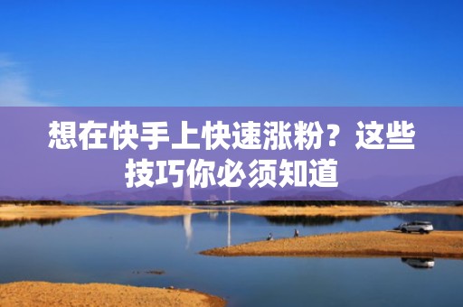 想在快手上快速涨粉？这些技巧你必须知道