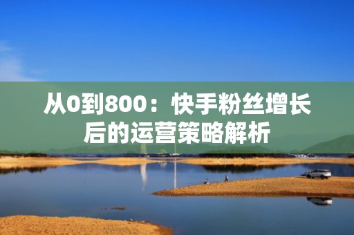 从0到800：快手粉丝增长后的运营策略解析
