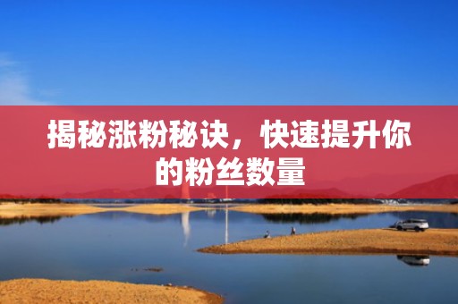 揭秘涨粉秘诀，快速提升你的粉丝数量