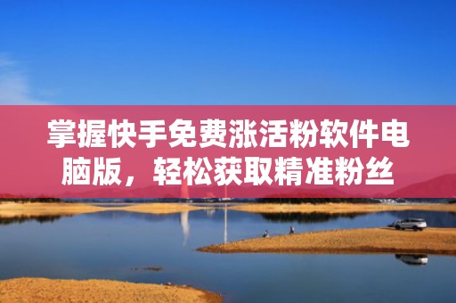 掌握快手免费涨活粉软件电脑版，轻松获取精准粉丝