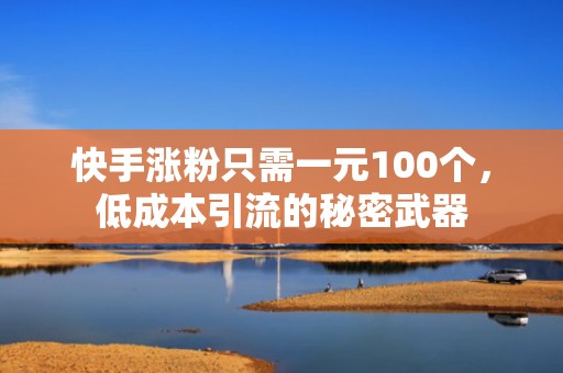 快手涨粉只需一元100个，低成本引流的秘密武器