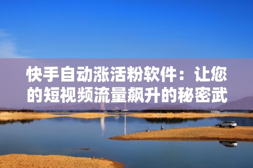 快手自动涨活粉软件：让您的短视频流量飙升的秘密武器