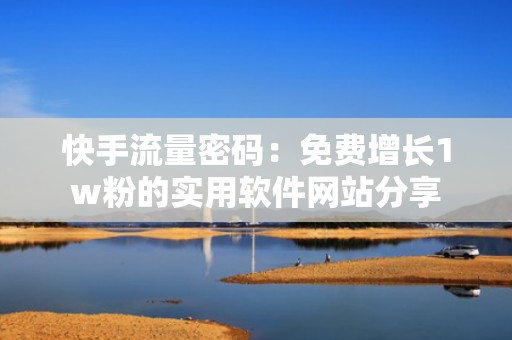 快手流量密码：免费增长1w粉的实用软件网站分享