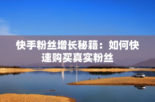 快手粉丝增长秘籍：如何快速购买真实粉丝