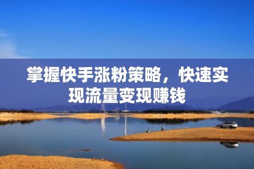 掌握快手涨粉策略，快速实现流量变现赚钱