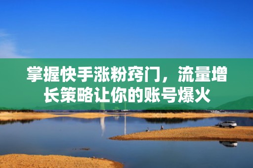 掌握快手涨粉窍门，流量增长策略让你的账号爆火