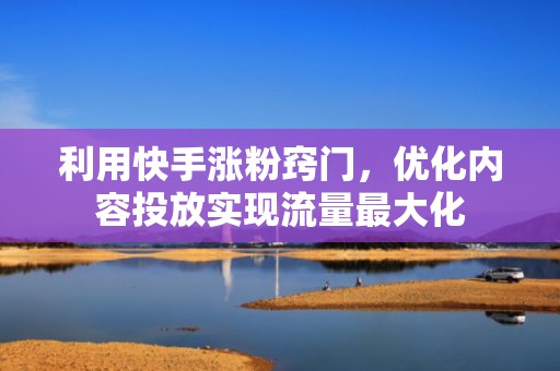 利用快手涨粉窍门，优化内容投放实现流量最大化