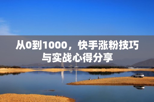 从0到1000，快手涨粉技巧与实战心得分享