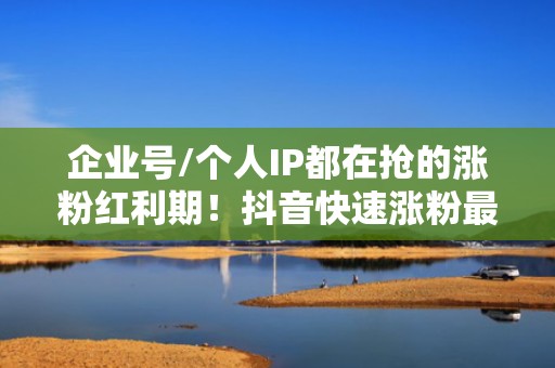 企业号/个人IP都在抢的涨粉红利期！抖音快速涨粉最新打法：AI脚本生成+智能投流包+实时数据调优一体化服务