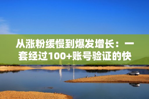 从涨粉缓慢到爆发增长：一套经过100+账号验证的快手流量增长SOP（含投流参数模板）