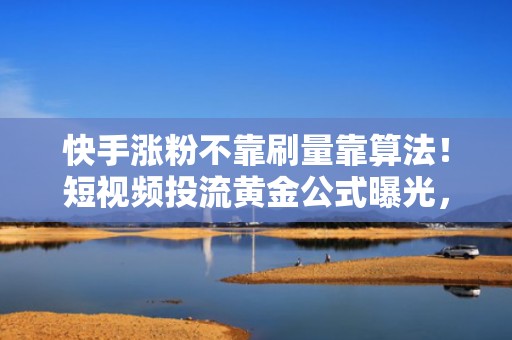 快手涨粉不靠刷量靠算法！短视频投流黄金公式曝光，高转化涨粉即刻接单