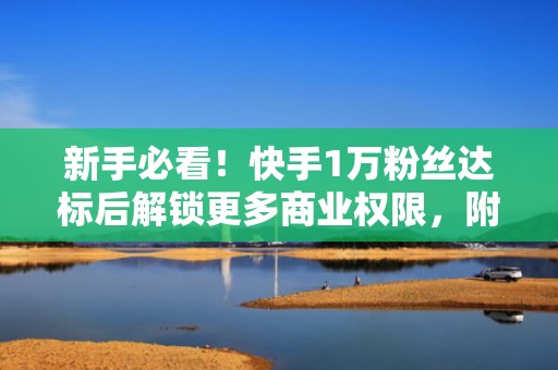 新手必看！快手1万粉丝达标后解锁更多商业权限，附高效投流起号SOP流程