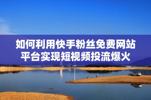 如何利用快手粉丝免费网站平台实现短视频投流爆火
