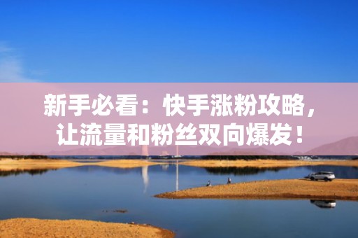 新手必看：快手涨粉攻略，让流量和粉丝双向爆发！