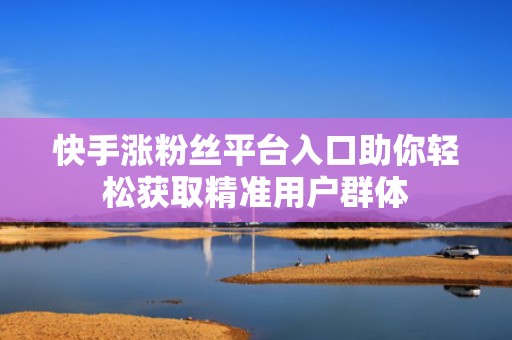 快手涨粉丝平台入口助你轻松获取精准用户群体