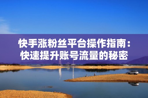 快手涨粉丝平台操作指南：快速提升账号流量的秘密