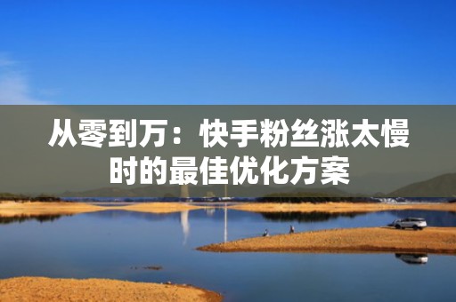 从零到万：快手粉丝涨太慢时的最佳优化方案